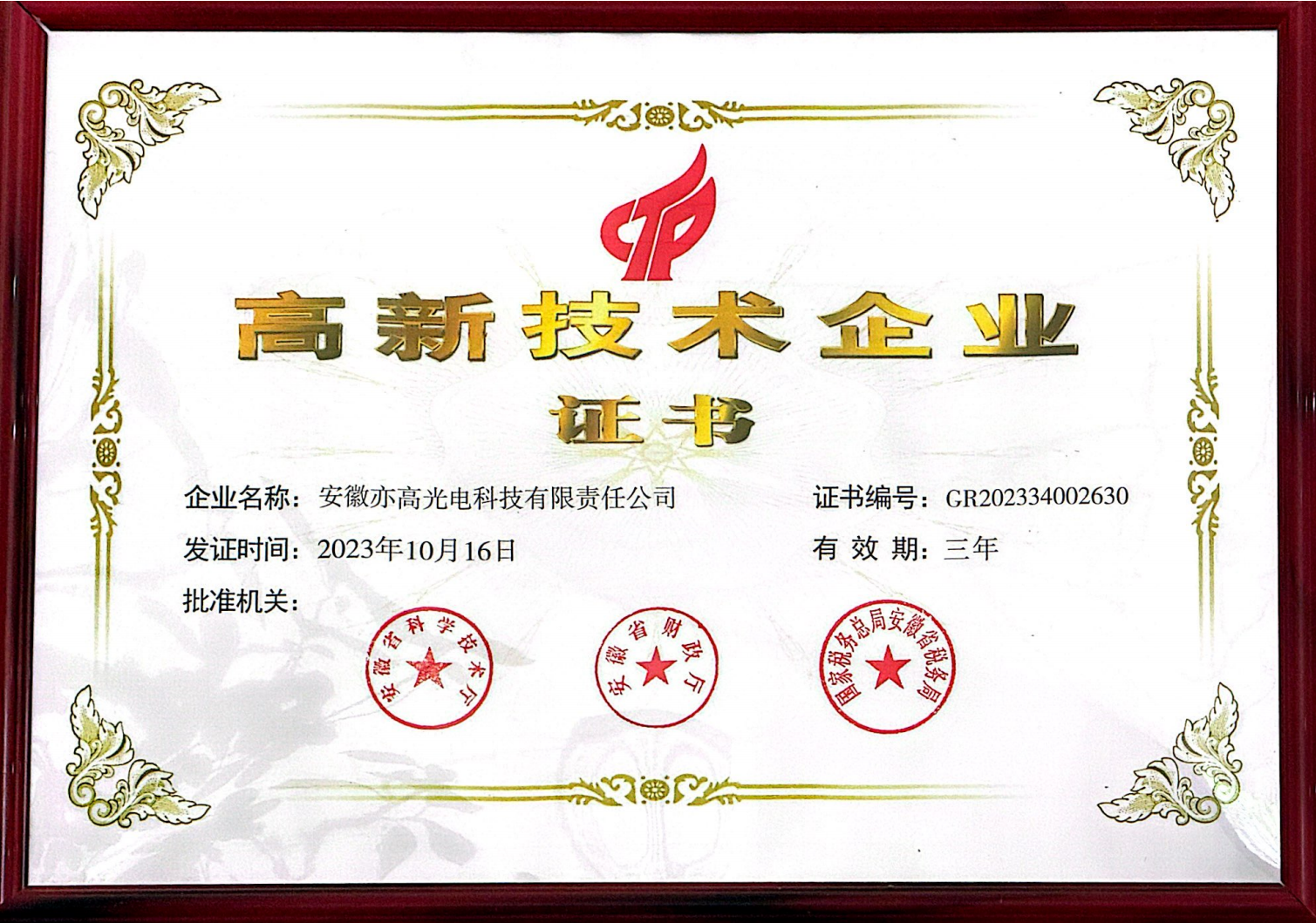 国家级高新技术企业